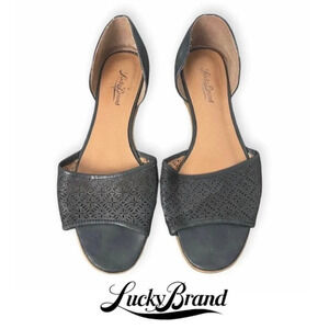 Lucky Brand Black  Leather Open Toe Sandals